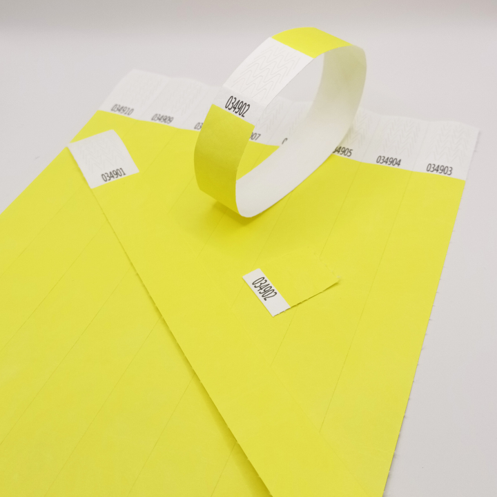 Neon gult papir Tyvek® armbånd uden markering