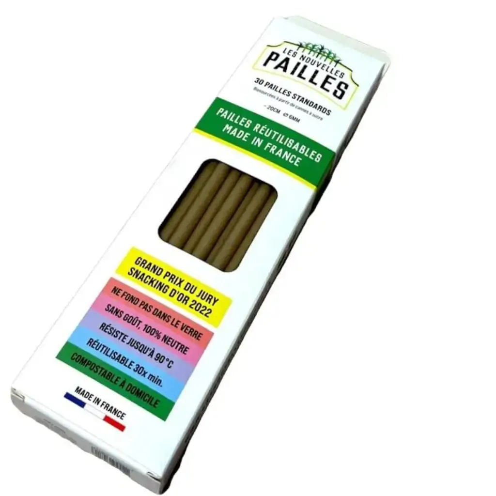 Halm 20cm ø6mm Biosourcet i sukkerrør - Æske med 30 stk