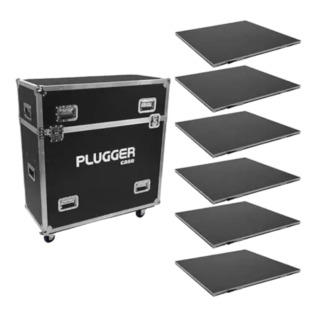 Sæt med 6 sceneplatforme Plugger-kuffert QuickStage 6-sæt
