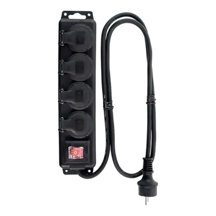 Stikledning med 5 stik, dæksel og afbryder MPE-4SIP