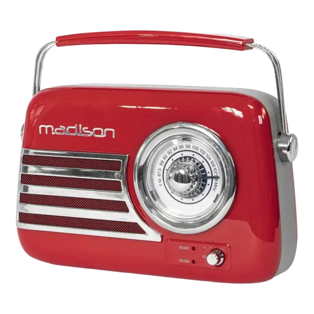 Vintage standalone-radio med Bluetooth, USB og FM 30W rød