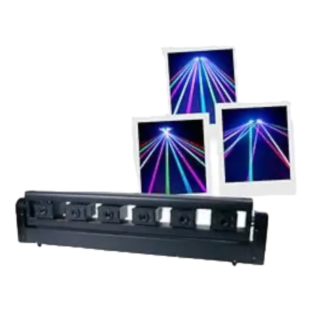 Bar med 6 Evolite RGB motoriserede lasere