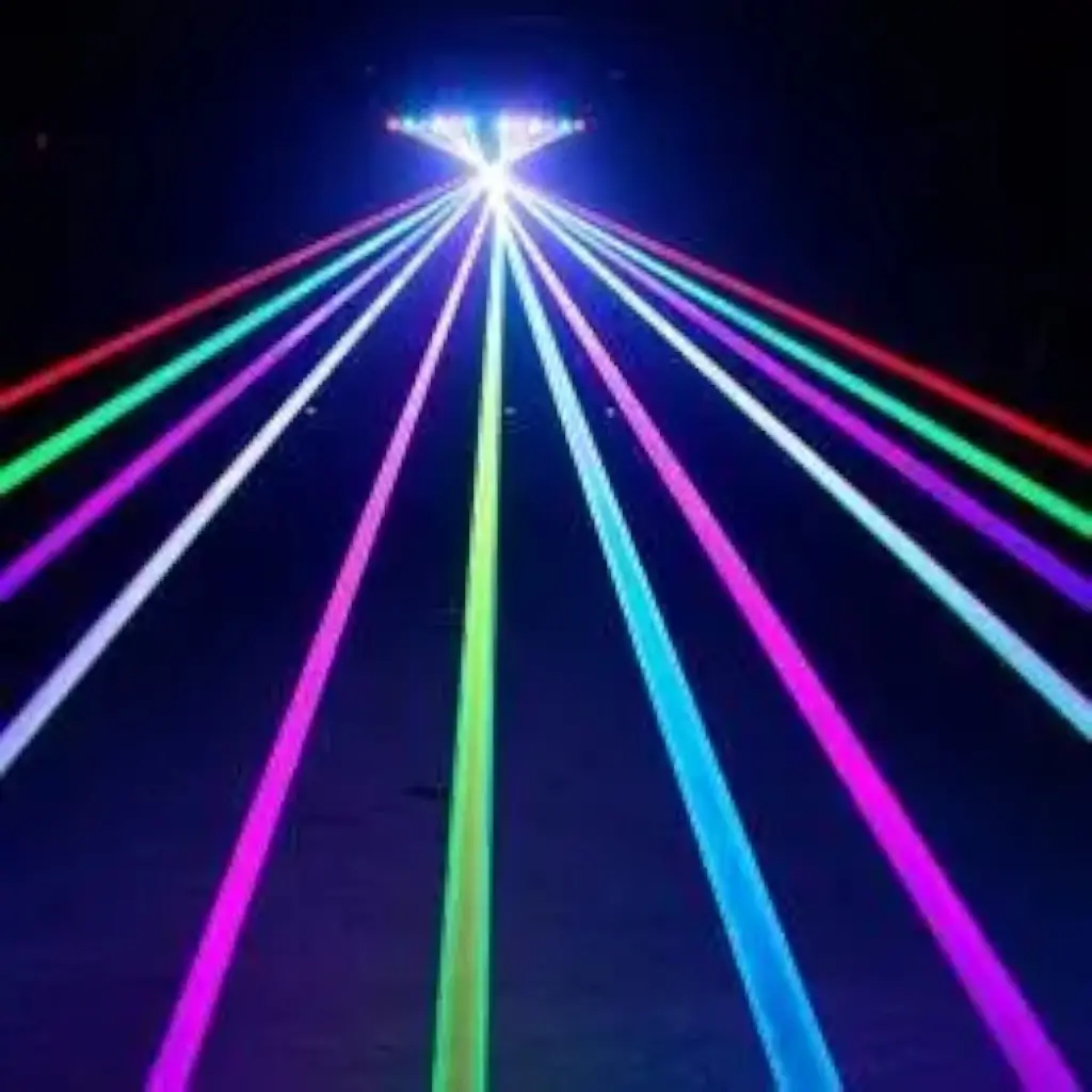 Bar med 6 Evolite RGB motoriserede lasere