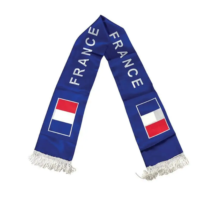 Tørklæde af satinstof til Supporter France 135x15cm