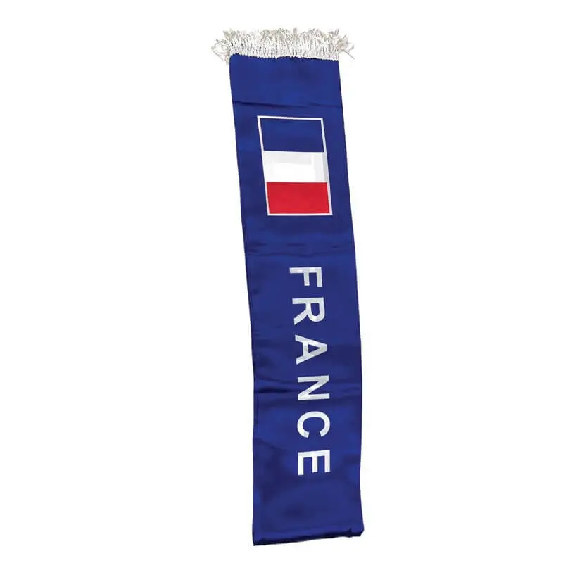 Tørklæde af satinstof til Supporter France 135x15cm