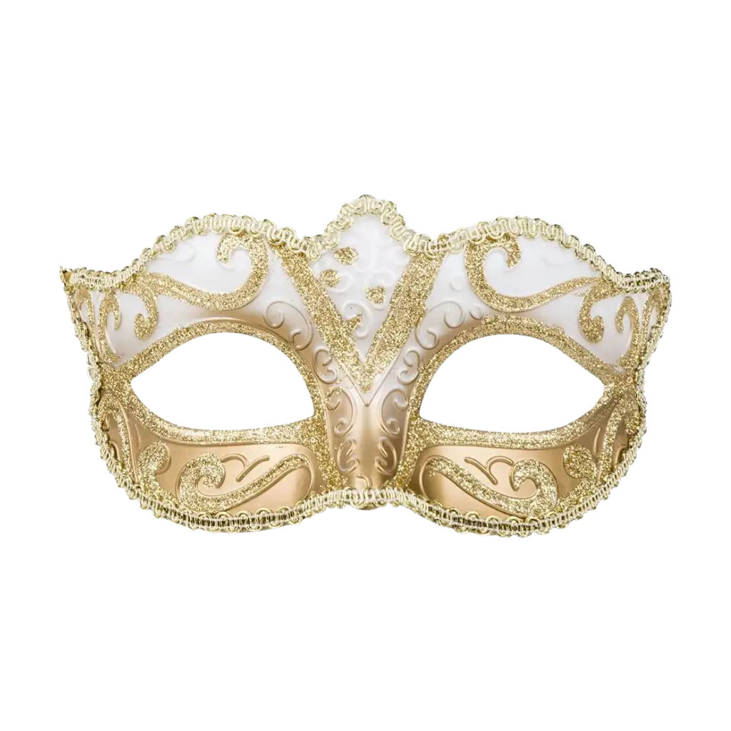 Forgyldt venetiansk maske med motiver