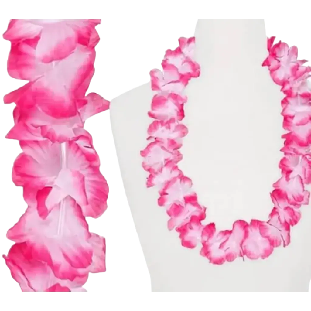 Halskæde med pink og hvid hawaiiblomst