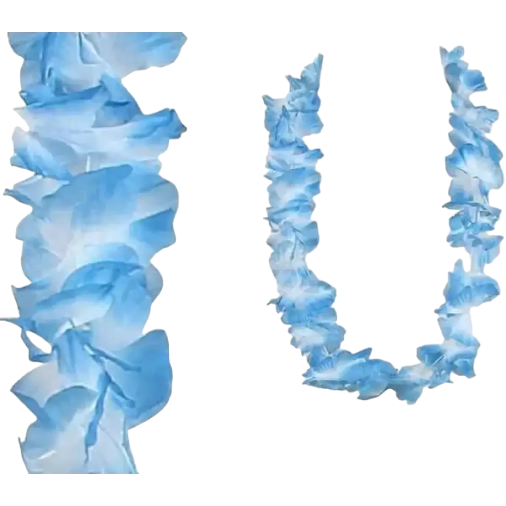 Halskæde med blå og hvide hawaiiblomster