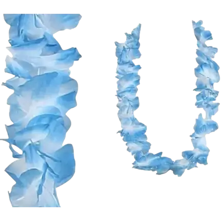 Halskæde med blå og hvide hawaiiblomster