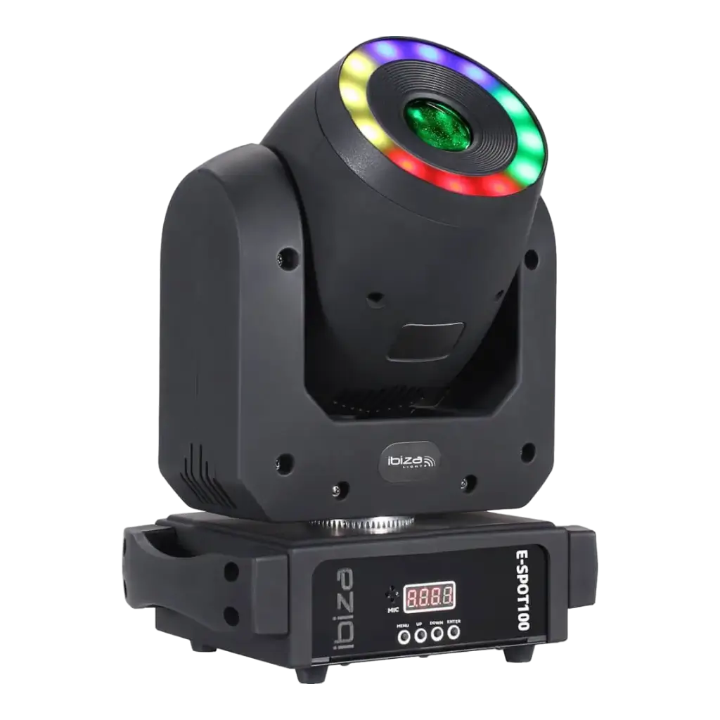 DMX-spotlight med RGB LED-ring E-SPOT100