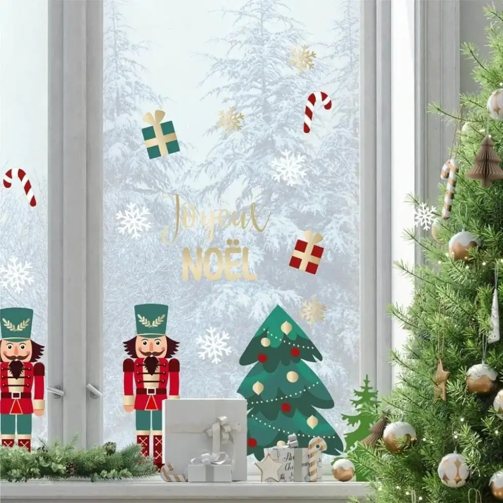 Klistermærker til julevinduer Nøddeknækker-tema