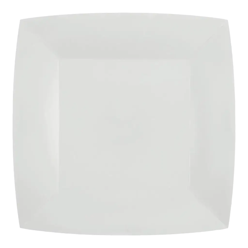 Lille firkantet hvid tallerken 18 cm - sæt med 10 stk.