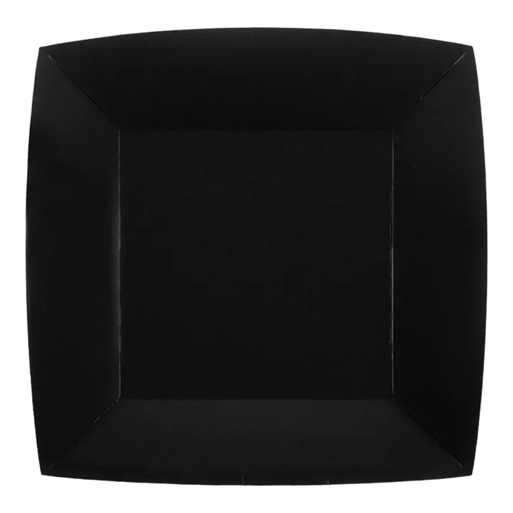 Lille firkantet sort tallerken 18 cm - sæt med 10 stk.