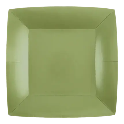 Lille firkantet tallerken olivengrøn 18 cm - sæt med 10 stk.