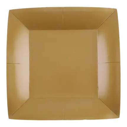 Stor firkantet guldtallerken 23 cm - sæt med 10 stk.