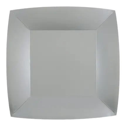 Stor firkantet sølvtallerken 23 cm - sæt med 10 stk.