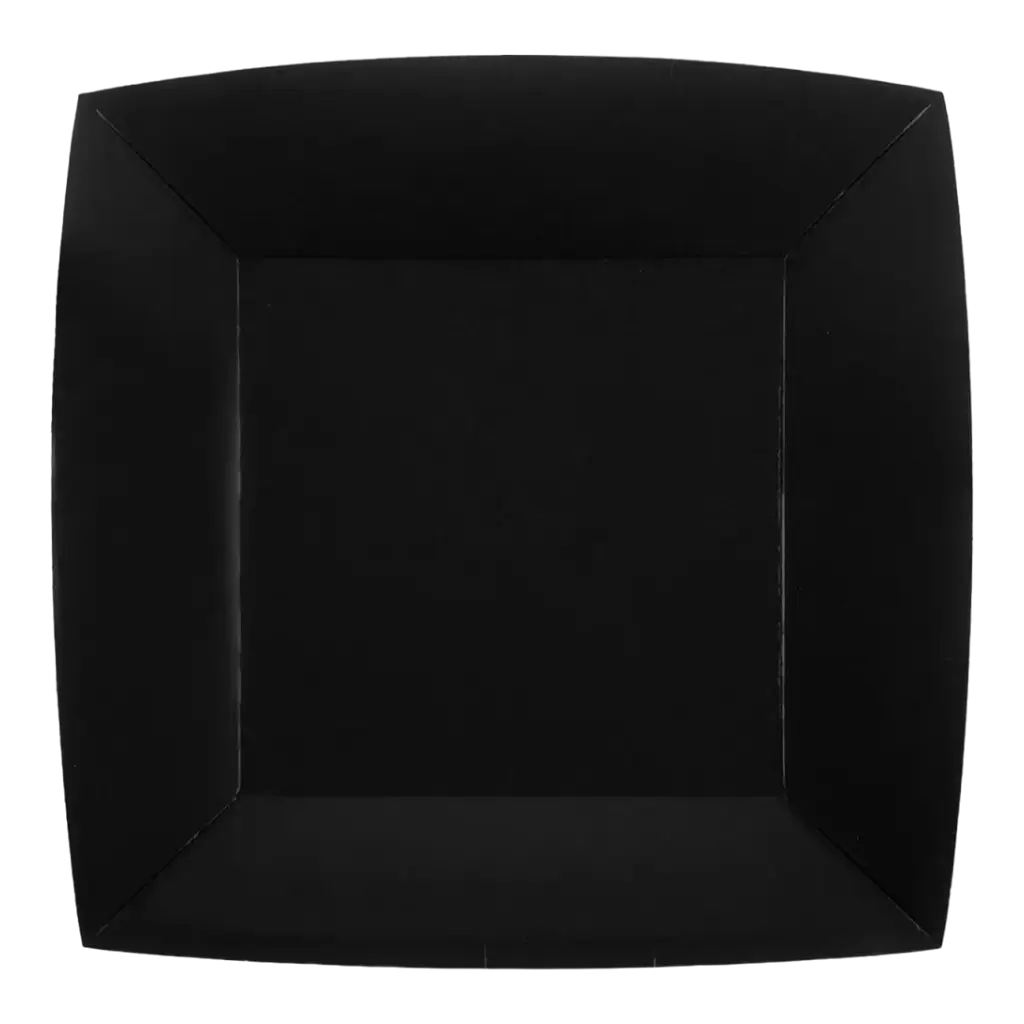 Stor firkantet sort tallerken 23 cm - sæt med 10 stk.