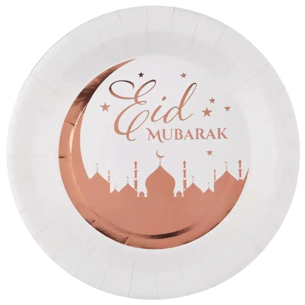 Eid Mubarak-tallerken 22,5 cm - sæt med 10 stk.