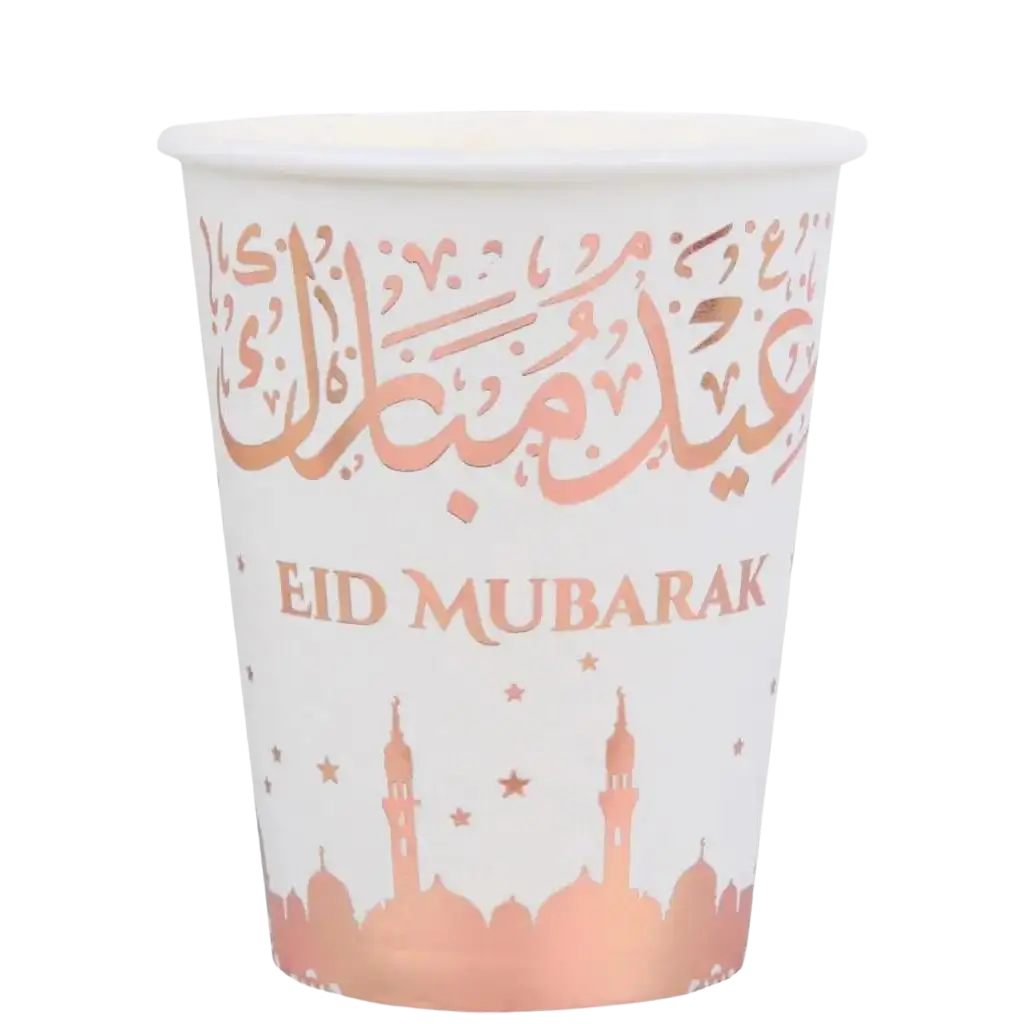 Eid Mubarak-kop lyserød og hvid 27 cl - sæt med 10 stk.
