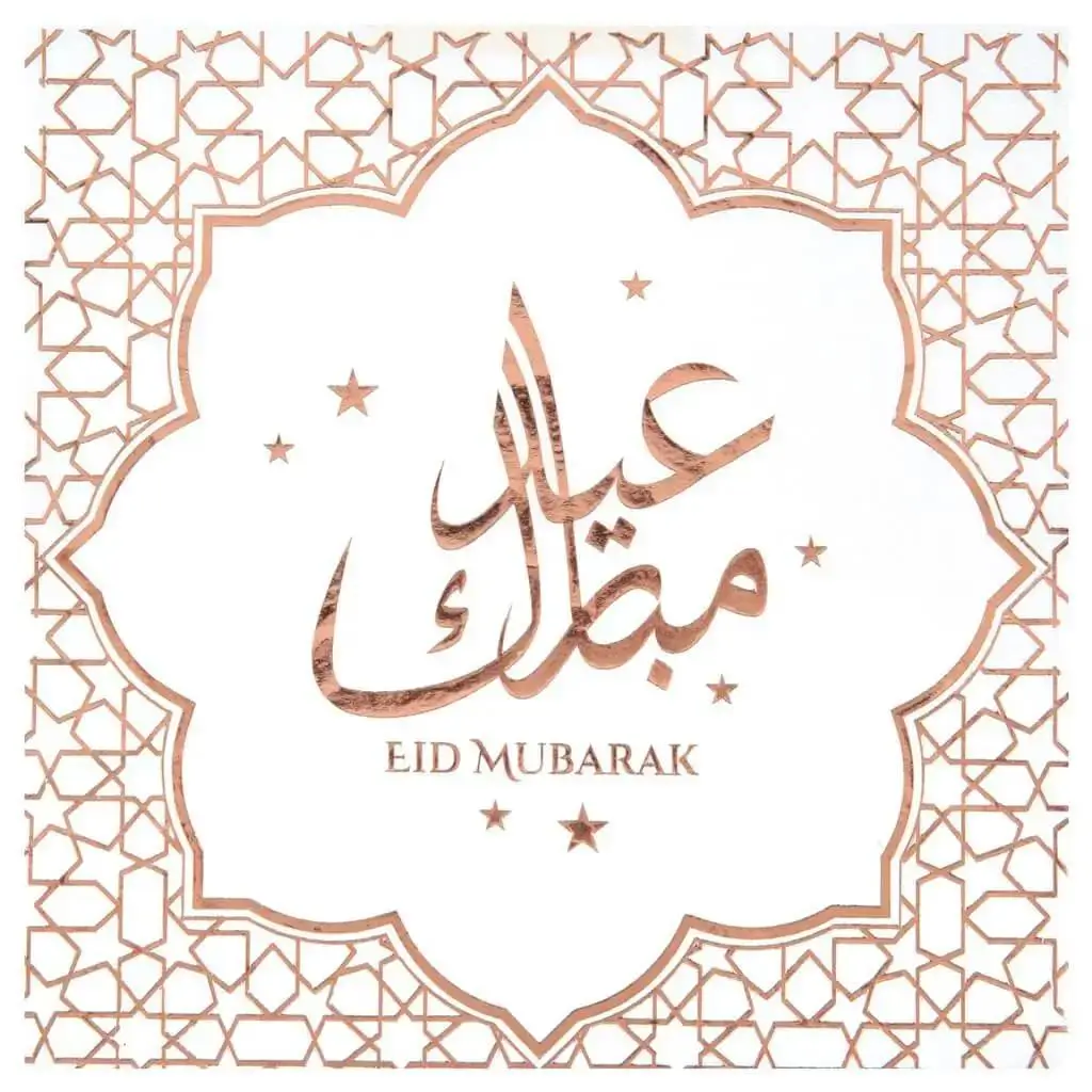 Eid Mubarak pink og hvidt håndklæde - sæt med 20 stk.