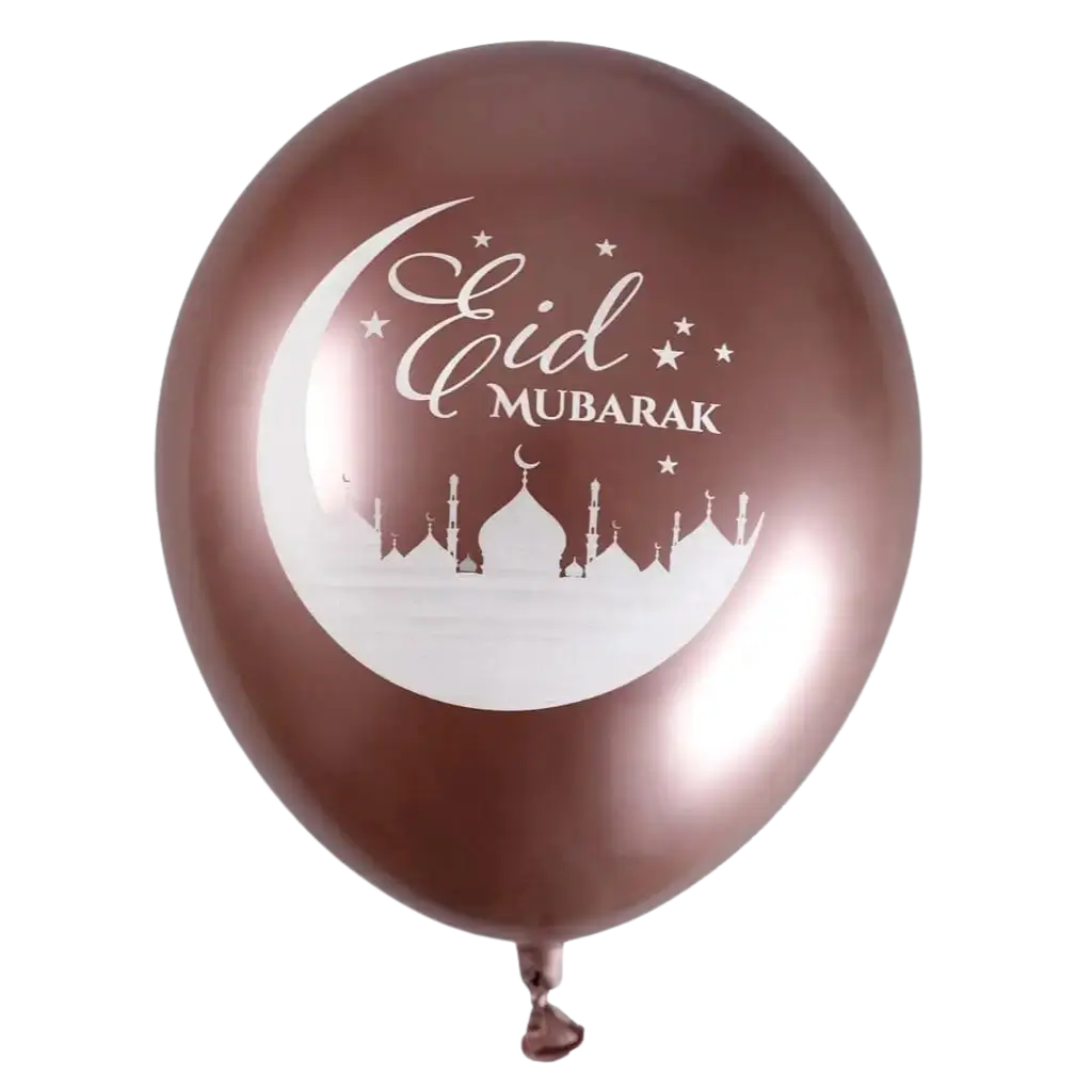 Lyserød Eid Mubarak-ballon - sæt med 6 stk.