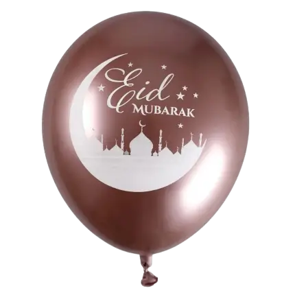 Lyserød Eid Mubarak-ballon - sæt med 6 stk.