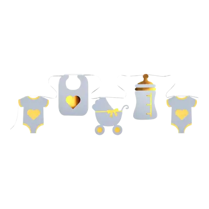 Himmelblå guirlande til babyshower