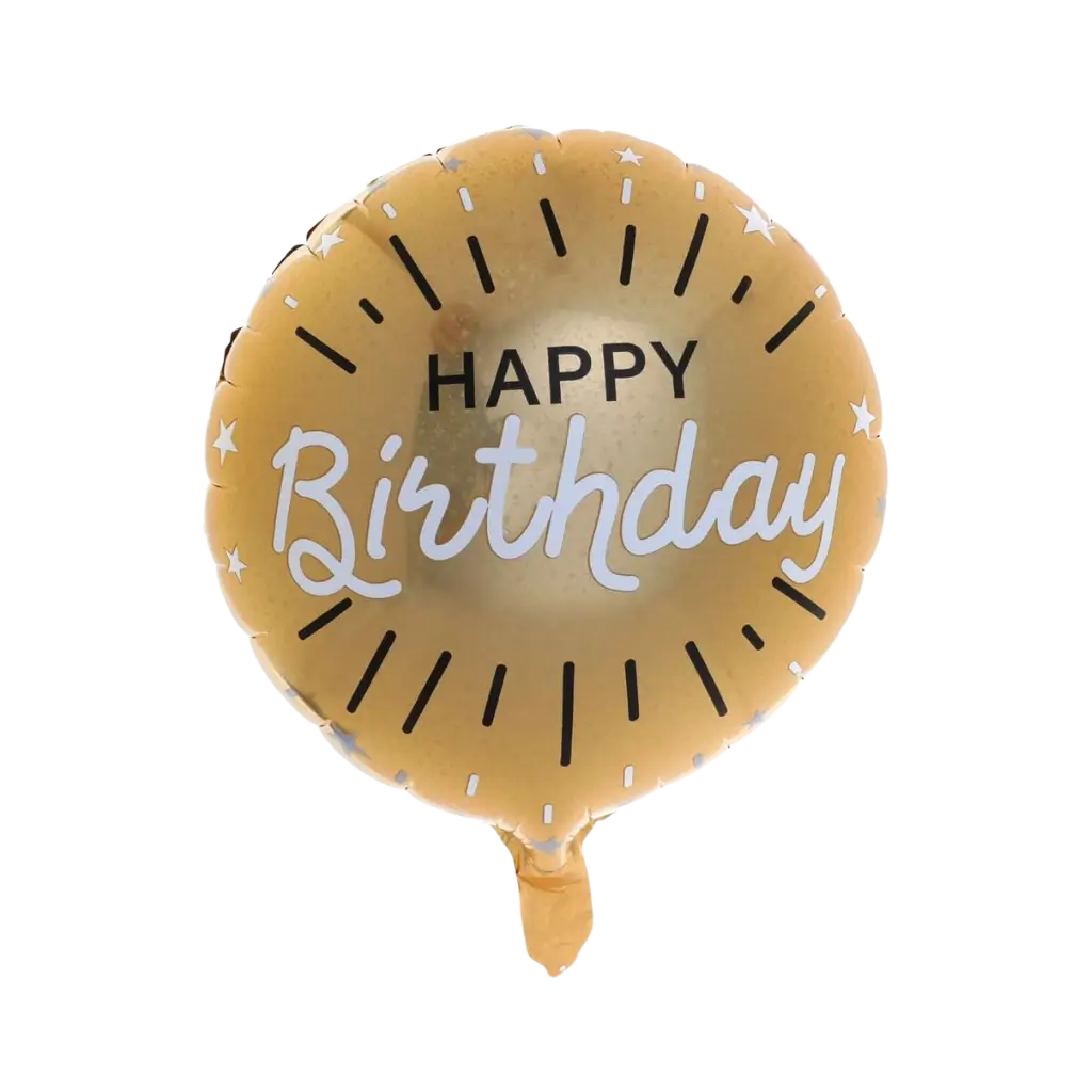 Glitrende Happy Birthday-ballon i aluminium