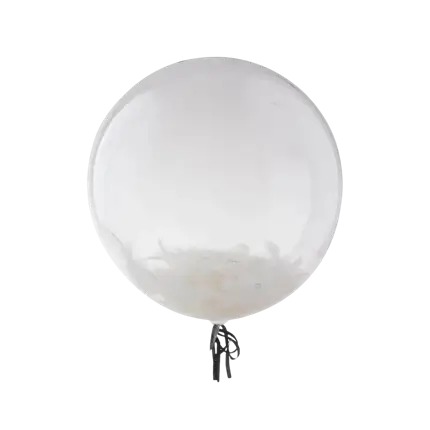 Transparent konfettiballon med fjer 46 cm