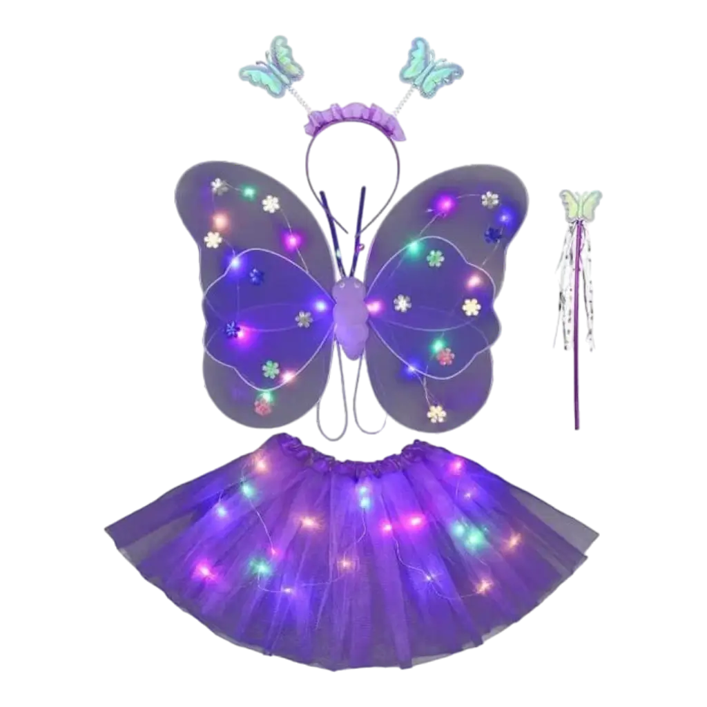 Lilla LED sommerfugle kostume (4 stk.)