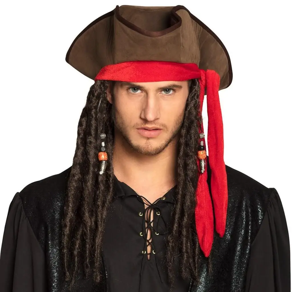 Pirat Jack-hat med dreadlocks