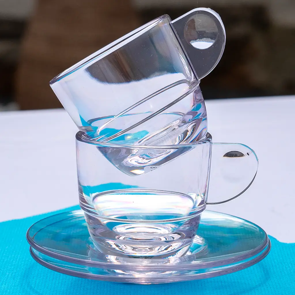 Transparent kaffebrikker ø 10,5 cm - sæt med 6 stk.