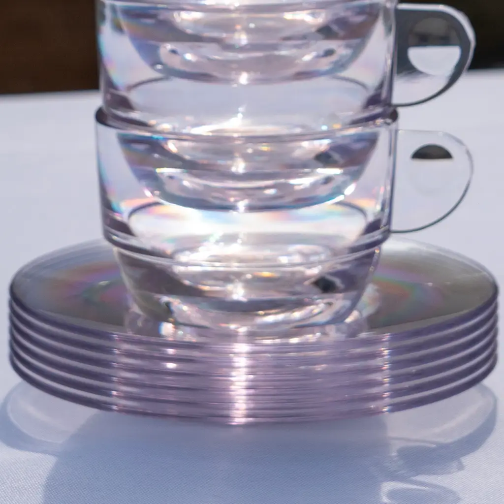 Transparent kaffebrikker ø 10,5 cm - sæt med 6 stk.