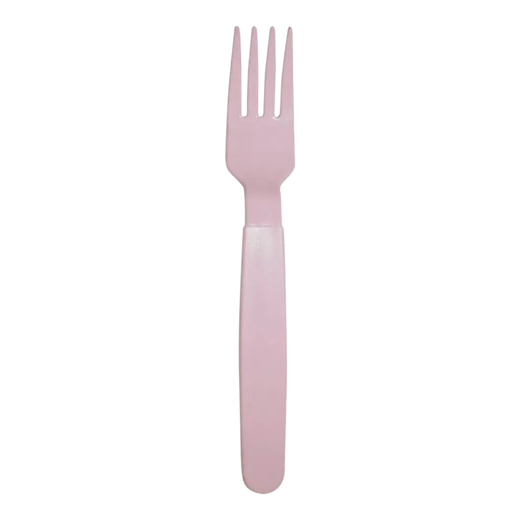 Ubrydelig PP pastelrosa gaffel - sæt med 6 stk.