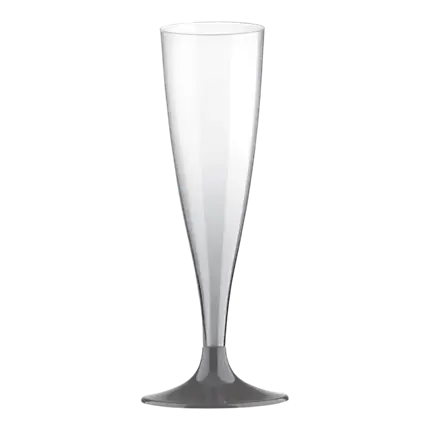 Transparent champagnefløjte med antracitgrå bund - 14 cl - sæt med 6 stk.