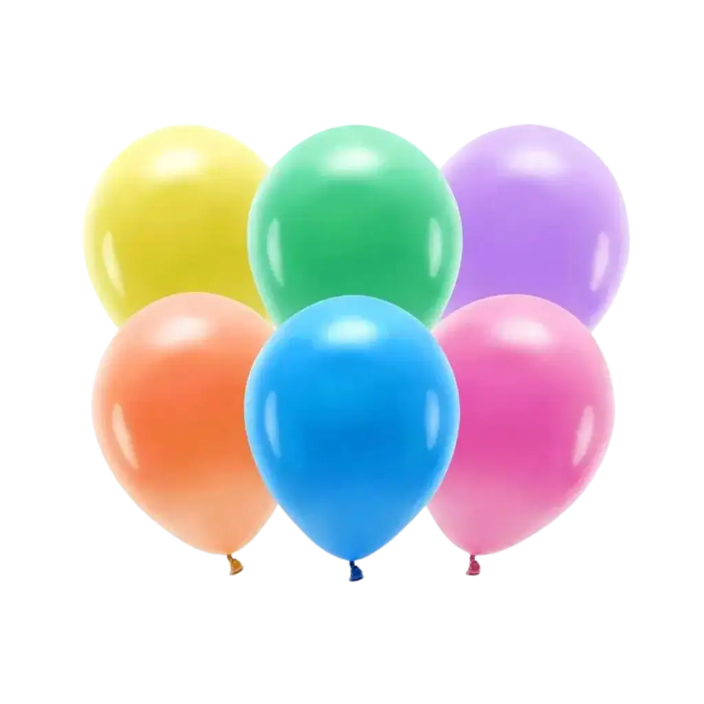 Pakke med 10 flerfarvede bionedbrydelige balloner