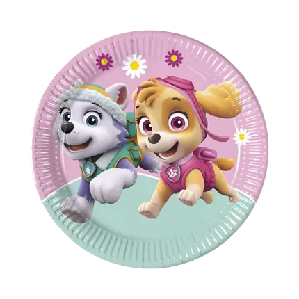 Pat's Patrol Girly paptallerken ø23cm - Sæt med 8 stk.