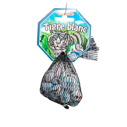 Pakke med 20 hvide tigerkugler +1 hætte