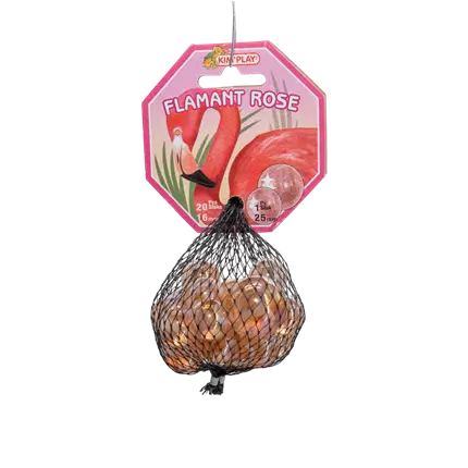 Pakke med 20 pink flamingo-kugler +1 Chalet