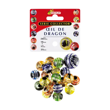 Pakke med 20 Dragon's Eye-kugler +1 kalot (Collector's Series)