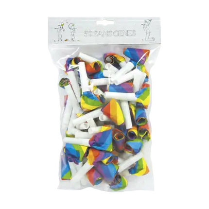 Pakke med 50 flerfarvede fløjter uden hindring