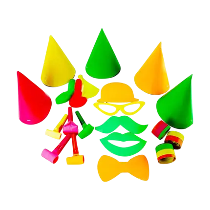 Flerfarvet Fluo-festsæt til 5 personer