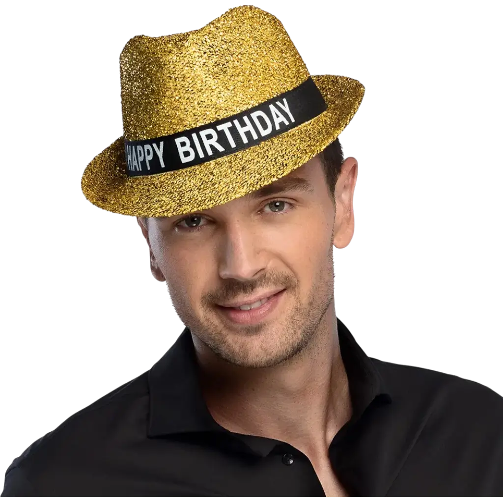 Happy Birthday"-hat af guldstof