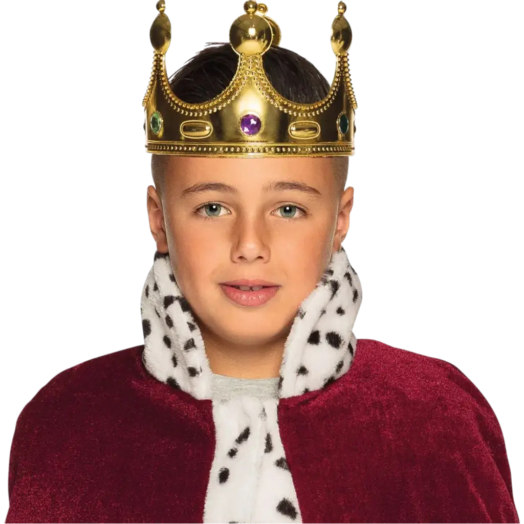 Kongebarnskrone i guld - flerfarvede sten