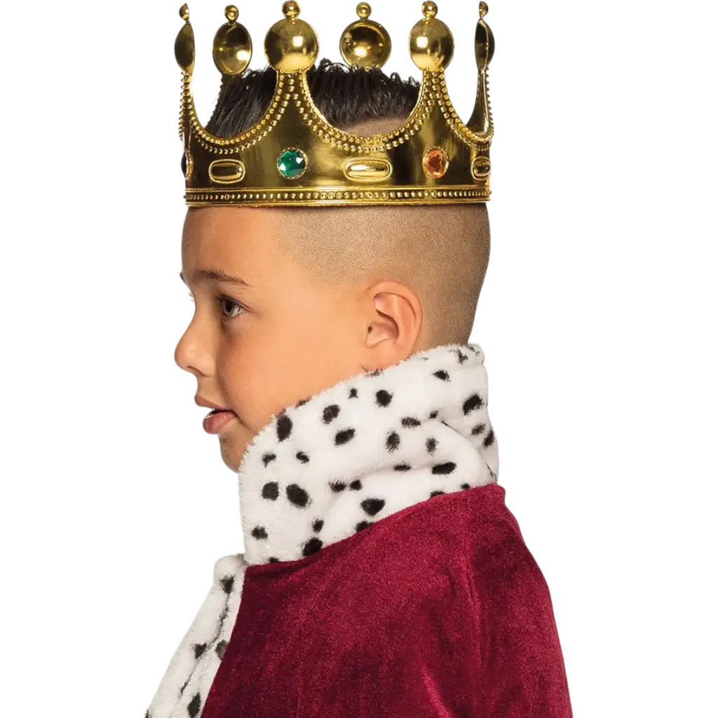 Kongebarnskrone i guld - flerfarvede sten