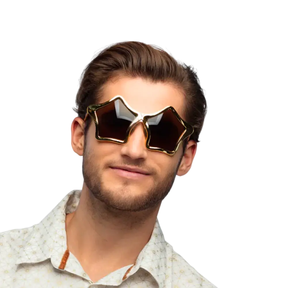 Festbriller med stjerneform, gyldne – Sæt med 2