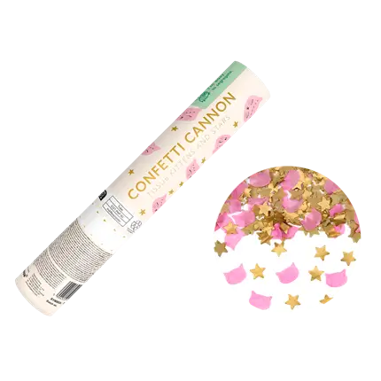 Konfettikanon - Stjerner & katte - 20 cm
