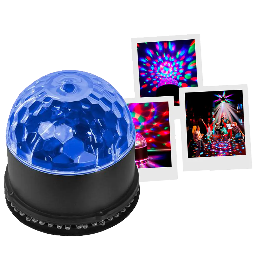 SunBall"-LED-lyssæt - 48 RGB-LED'er, sol- og diskokugleeffekter, auto- og lydtilstand