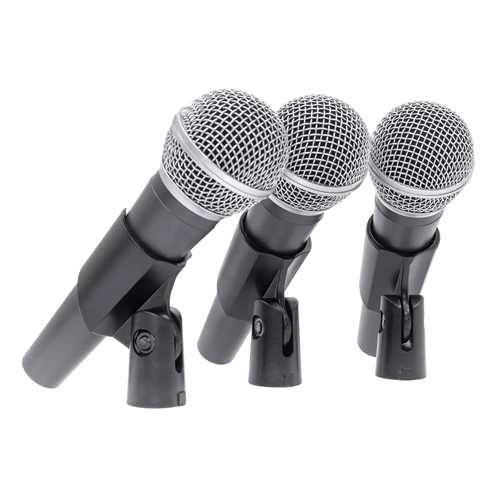 Dynamisk mikrofon "MIC 300" Mac Mah – Pakke med 3 kablede mikrofoner med kuffert, klemmer, superkardioide, XLR