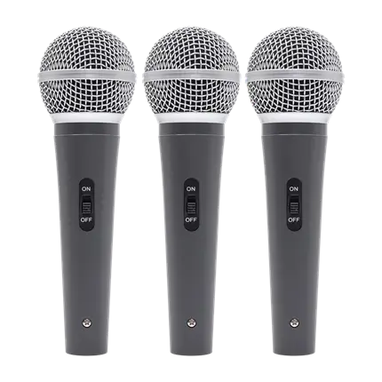 Dynamisk mikrofon MIC 300 Mac Mah – Pakke med 3 kablede mikrofoner med kuffert, klemmer, superkardioide, XLR